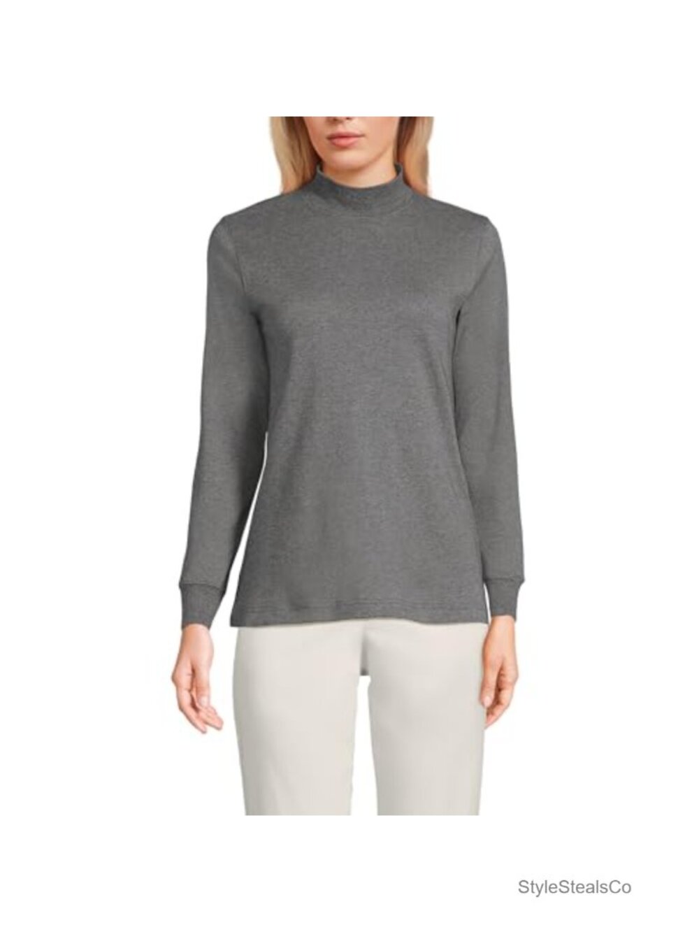 Cotton Mock Turtleneck Long Sleeve Classic Fit Pullover Sweater